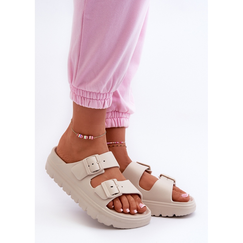 EVento Women's Beige Melorea Foam Flip-Flops on the Platform 1