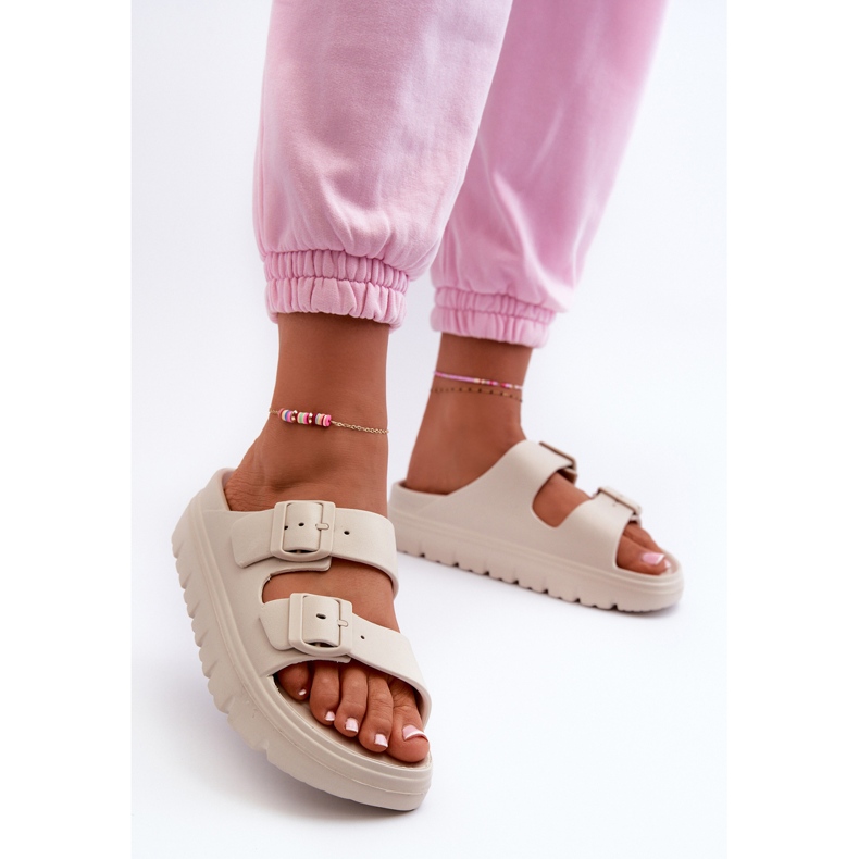 EVento Women's Beige Melorea Foam Flip-Flops on the Platform 2