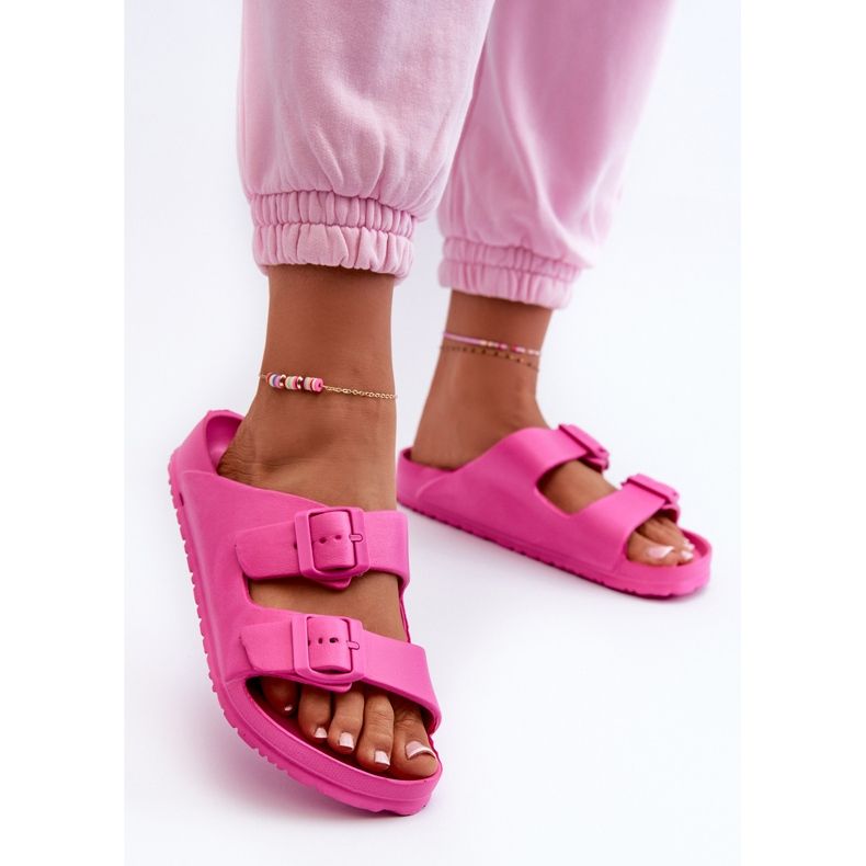 Women's Foam Flip Flops With Buckles Fuchsia Luciene pink 2
