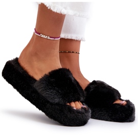 Women's Fur Slippers Black Stepia 4