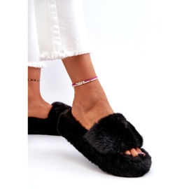 Women's Fur Slippers Black Stepia 2