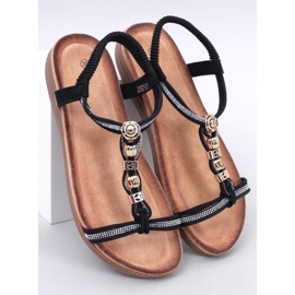 Isabey Black sandals decorated with cubic zirconia 1
