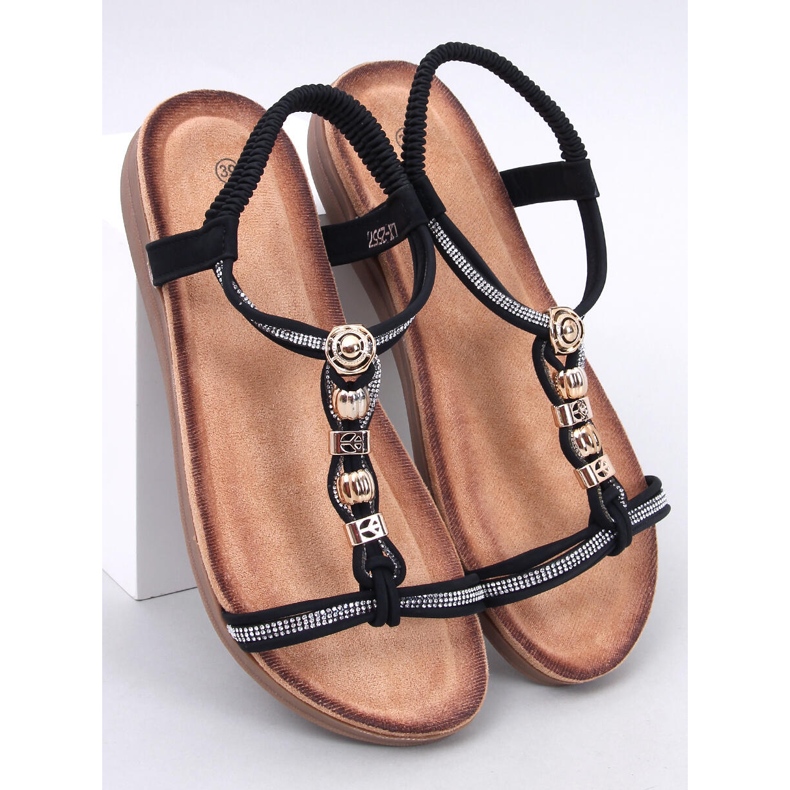 Isabey Black sandals decorated with cubic zirconia 1