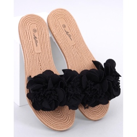 Soft flip-flops with Diaye Black flowers 1