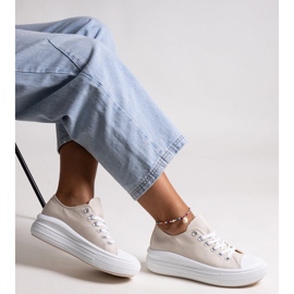 Beige sneakers on a thick Zlata platform 1