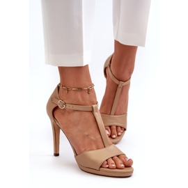 Women's Sandals On A High Heel Made Of Eco Leather Vinceza Beige 2 Women's Sandals On A High Heel Made Of Eco Leather Vinceza Beige 2