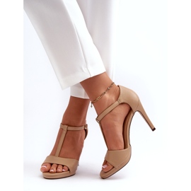 Women's Sandals On A High Heel Made Of Eco Leather Vinceza Beige 3 Women's Sandals On A High Heel Made Of Eco Leather Vinceza Beige 3