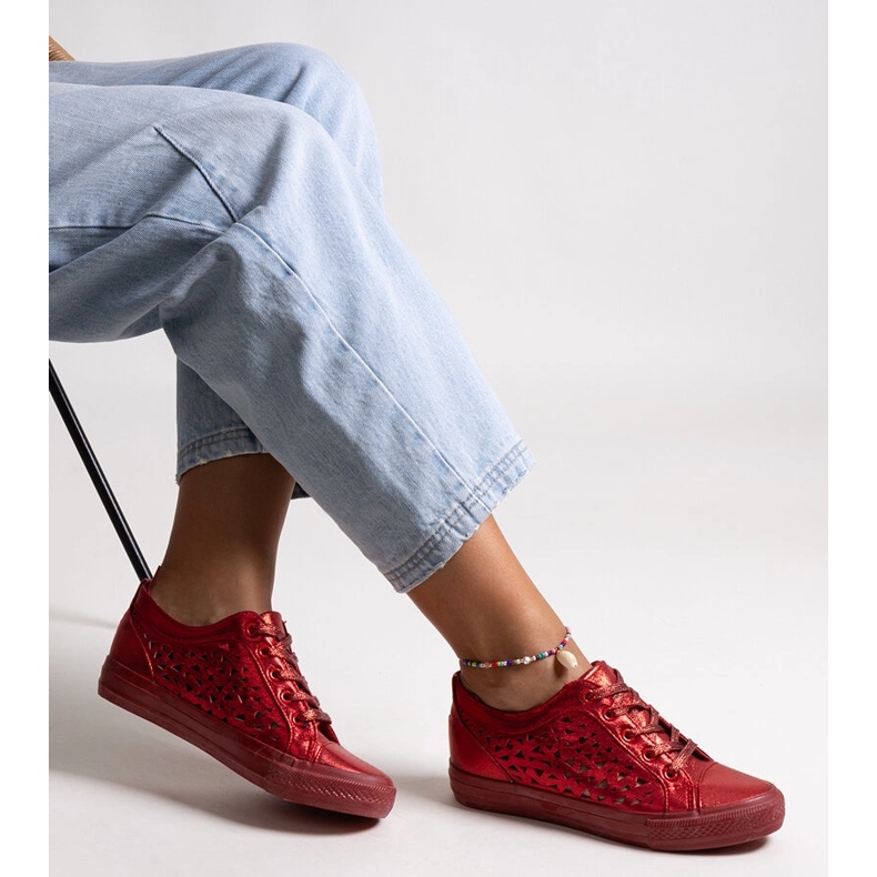 Bez marki Red openwork Safune sneakers 1