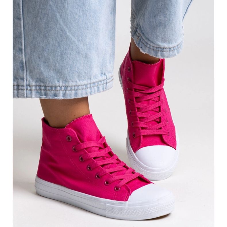 Bez marki Dark pink Ghanem high-top sneakers 1 Bez marki Dark pink Ghanem high-top sneakers 1