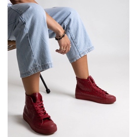Red high-top openwork sneakers by Madala 3