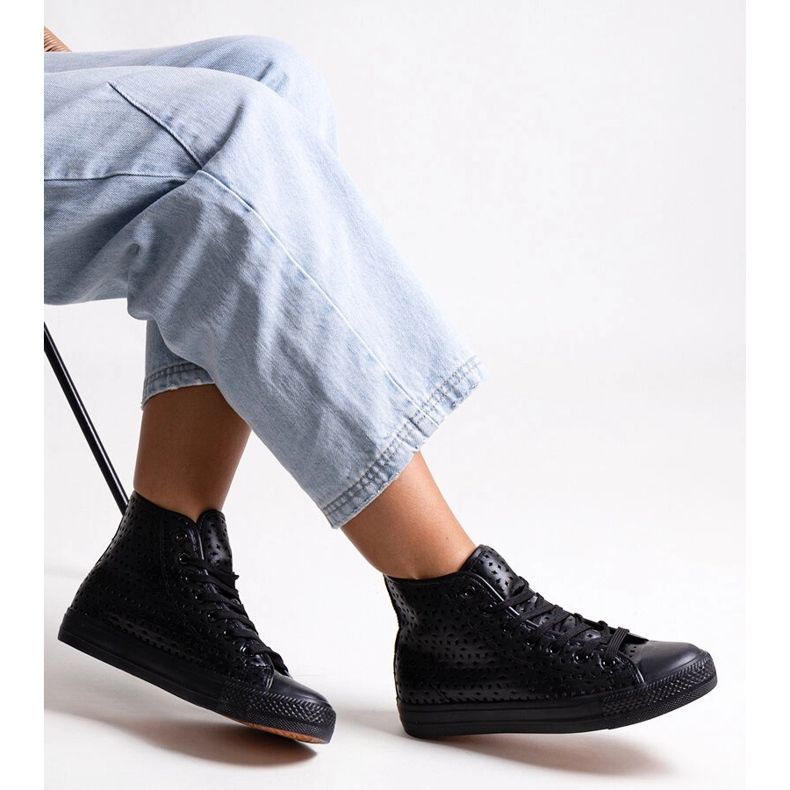 Bez marki Black high-top Madala openwork sneakers 1