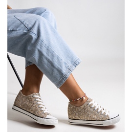 Bez marki Gold shiny Jadwa high-top sneakers golden 1