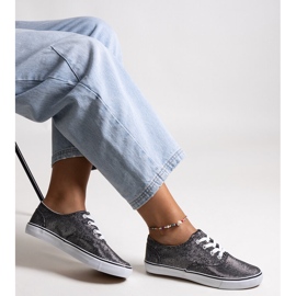 Black shiny Carroline sneakers 1