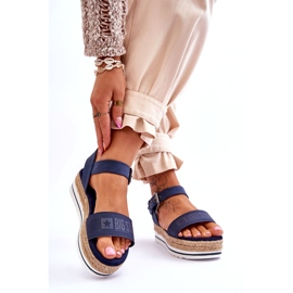 Women's Comfortable Big Star Platform Sandals LL274869 Navy Blue 2