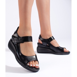 Comfortable black wedge sandals by Sergio Leone 1 Comfortable black wedge sandals by Sergio Leone 1