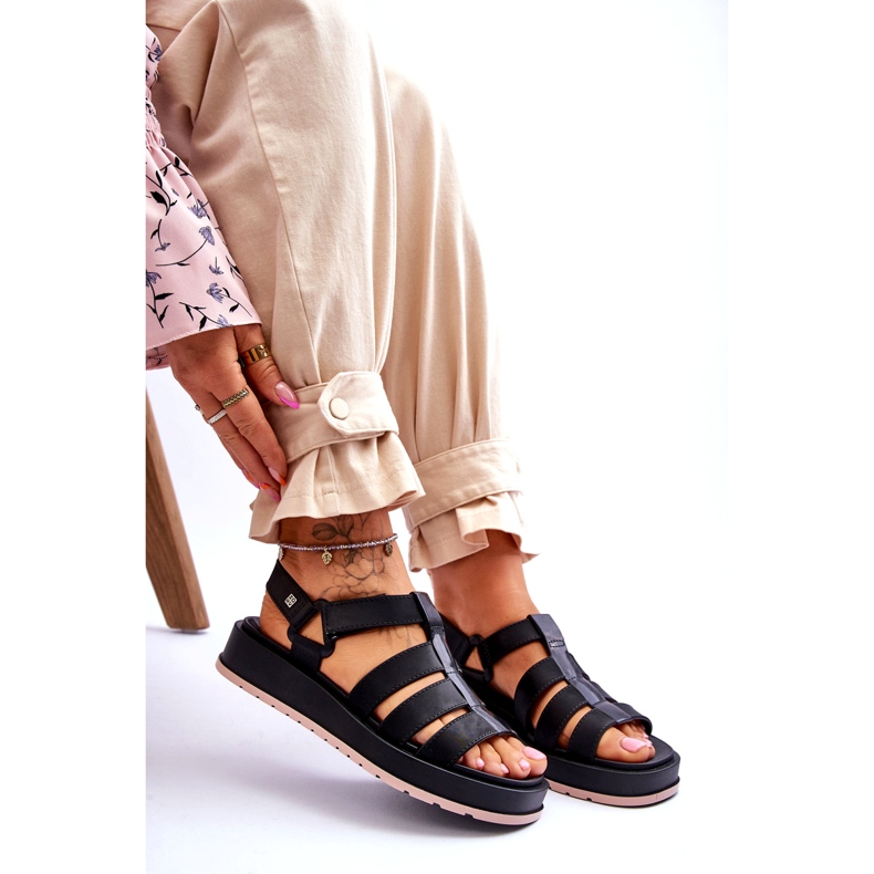 Women's Vegan Velcro Sandals ZAXY JJ285017 black 4