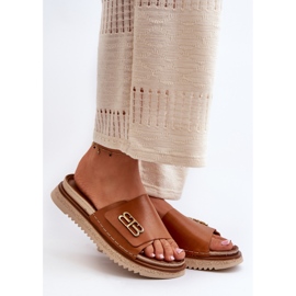 Zazoo 50101 Women's Leather Flip-Flops on the Platform, Brown 1