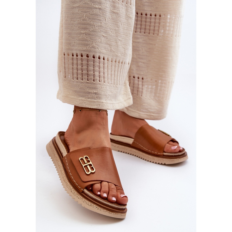 Zazoo 50101 Women's Leather Flip-Flops on the Platform, Brown 2