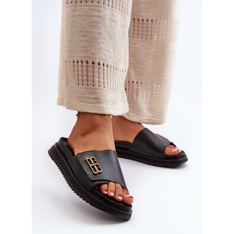 Zazoo 50101 Women's Leather Flip-Flops On Platform, Black 1