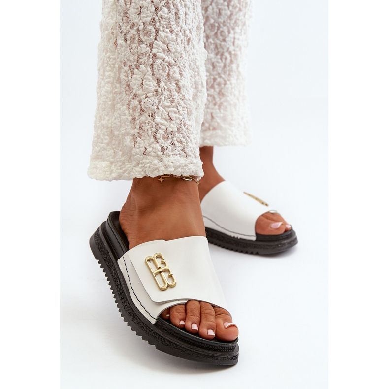 Zazoo 50101 Women's Leather Flip-Flops On Platform, White 2