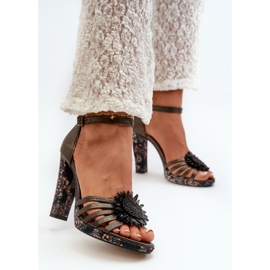 Women's Sandals On A High Heel With Decoration Maciejka 06620-20 Graphite grey 2 Women's Sandals On A High Heel With Decoration Maciejka 06620-20 Graphite grey 2