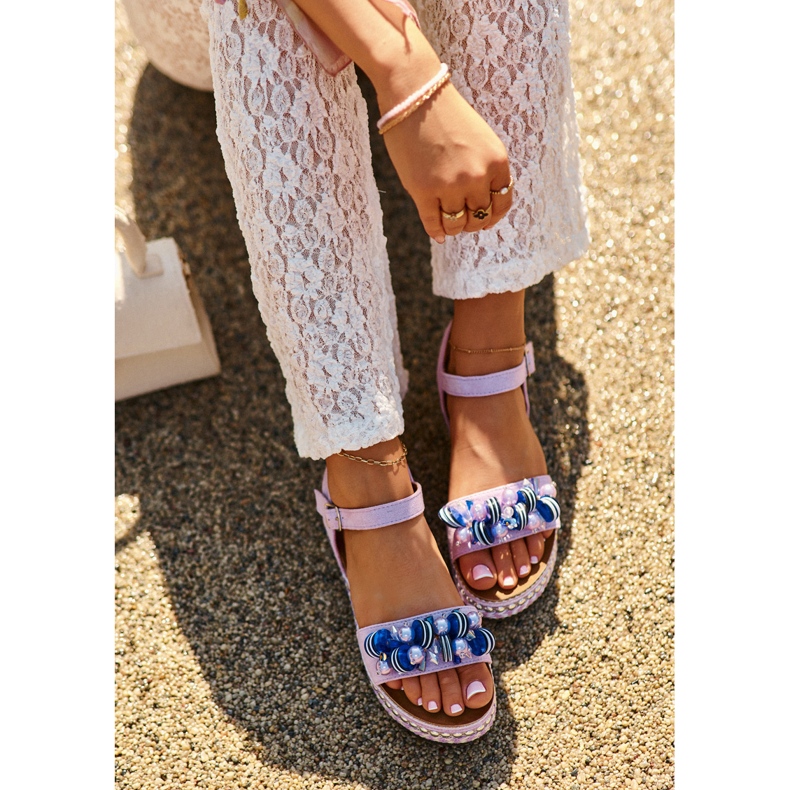 Women's Sandals On Wedge And Platform With Decorations S.Barski HY056 Purple 1