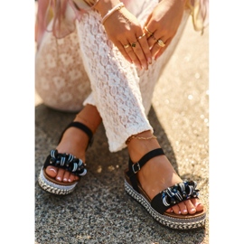 Women's Sandals On A Wedge And Platform With Decorations S.Barski HY056 Black 2