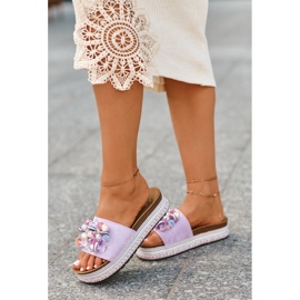 Women's Flip-flops On The Platform With Decorations S.Barski HY077 Purple 1