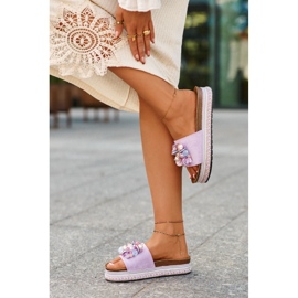 Women's Flip-flops On The Platform With Decorations S.Barski HY077 Purple violet 2