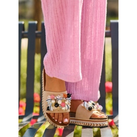 Women's Flip-flops On The Platform With Decorations S.Barski HY077 Beige 1