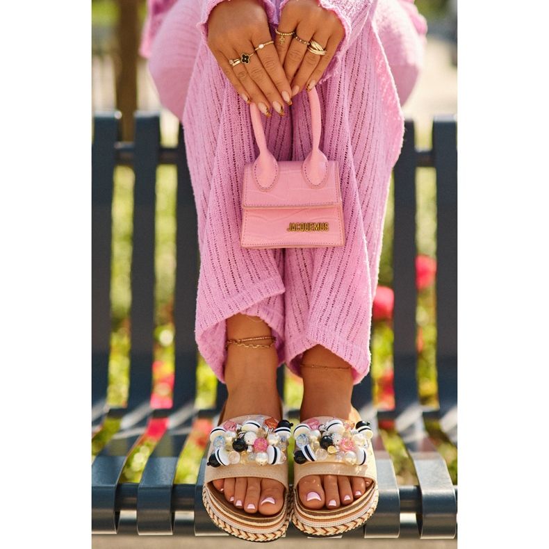 Women's Flip-flops On The Platform With Decorations S.Barski HY077 Beige 2