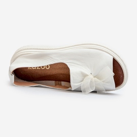 Zazoo 2939 Women's Leather Sandals With Bow, White 1