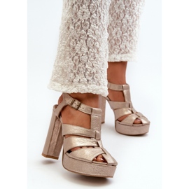 Women's Sandals On A High Heel Leather Maciejka 06050-25 Gold golden 2 Women's Sandals On A High Heel Leather Maciejka 06050-25 Gold golden 2