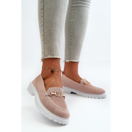 Women's Flat Heel Moccasins With Gold Detail, Pink Limentia 2 Women's Flat Heel Moccasins With Gold Detail, Pink Limentia 2