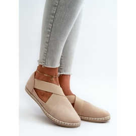 Women's Eco Suede Beige Espadrilles With Elastic Straps Phaedrana 1