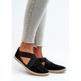 Women's Espadrilles With Elastic Straps Eco Suede Black Phaedrana 1