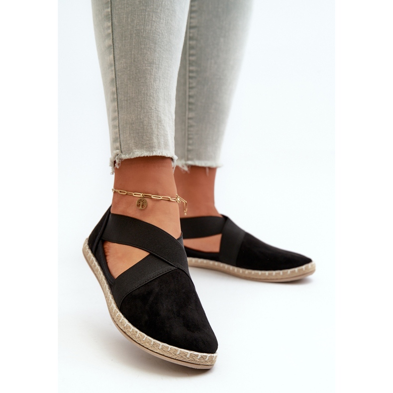 Women's Espadrilles With Elastic Straps Eco Suede Black Phaedrana 2