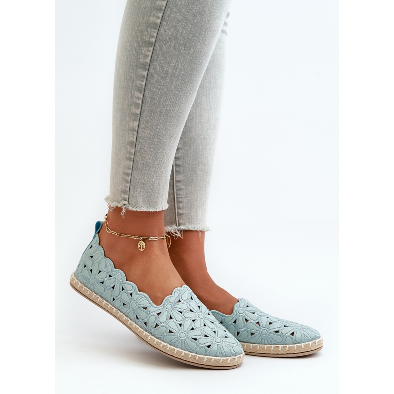 Women's Blue Vennice Floral Slip-On Ballerina Shoes 1