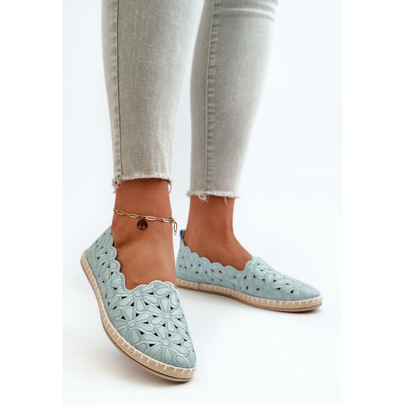 Women's Blue Vennice Floral Slip-On Ballerina Shoes 2