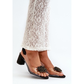 Women's High Heel Sandals With a Transparent Upper, Black Aleola 2