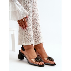 Women's High Heel Sandals With a Transparent Upper, Black Aleola 1