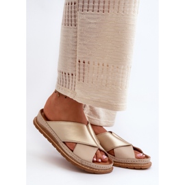 Leather Profiled Flip-Flops Maciejka 04986-04 Gold-Beige 1