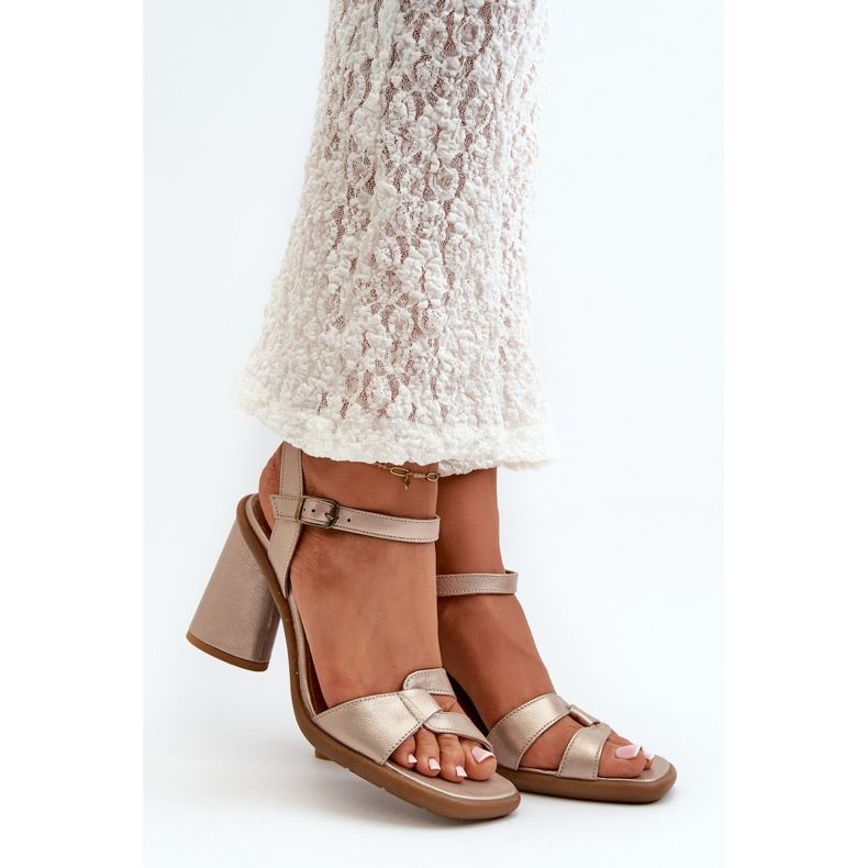 Leather Sandals on a High Heel Maciejka 06029-25 Gold golden 2