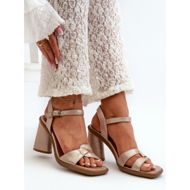 Leather Sandals on a High Heel Maciejka 06029-25 Gold golden 1