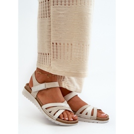 Comfortable and light Women's Sandals with Velcro Inblu CN000041 Beige and Silver 2