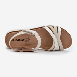 Comfortable and light Women's Sandals with Velcro Inblu CN000041 Beige and Silver 1