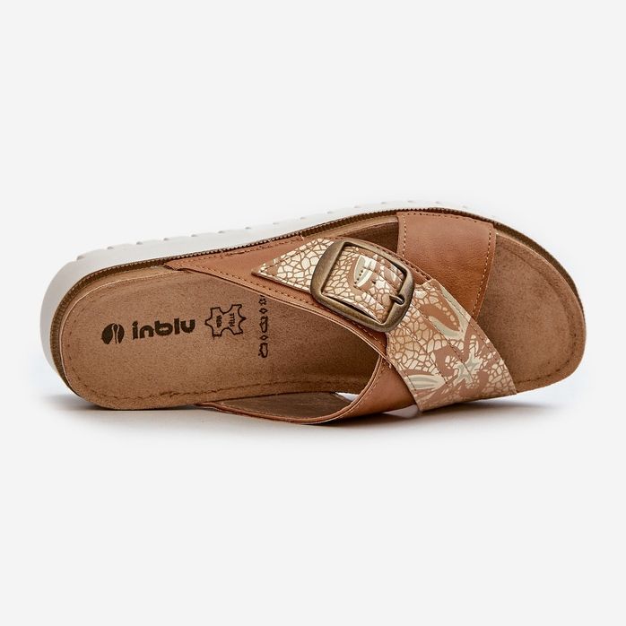 Comfortable Women's Flip-flops With Buckle Inblu CN000032 Camel brown 1