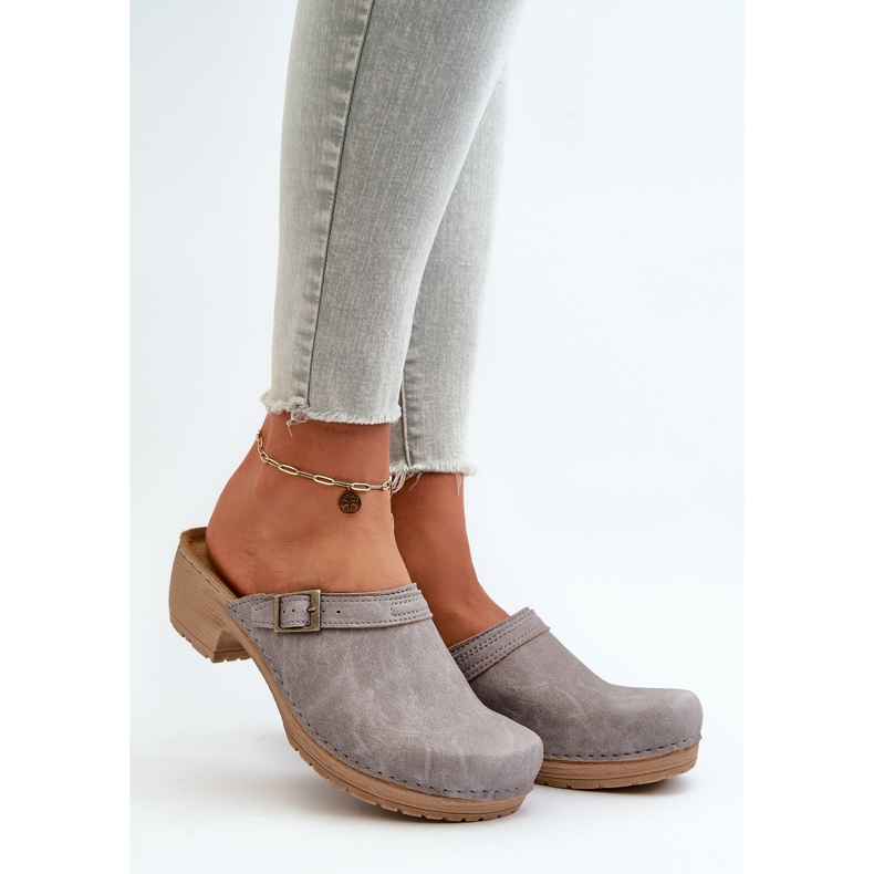 Women's Low Heel Clogs Inblu BL000004 Gray grey 2