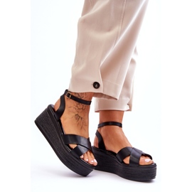 Women's comfortable black wedges sandals 4