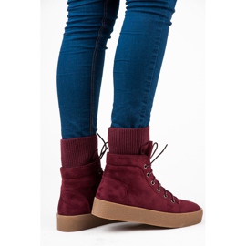Ideal Shoes Maroon Creepers boots red 2
